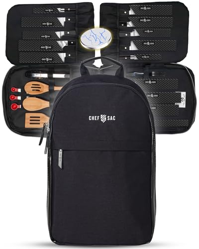 Magnetic Chef Knife Backpack | 20+ Pockets for...