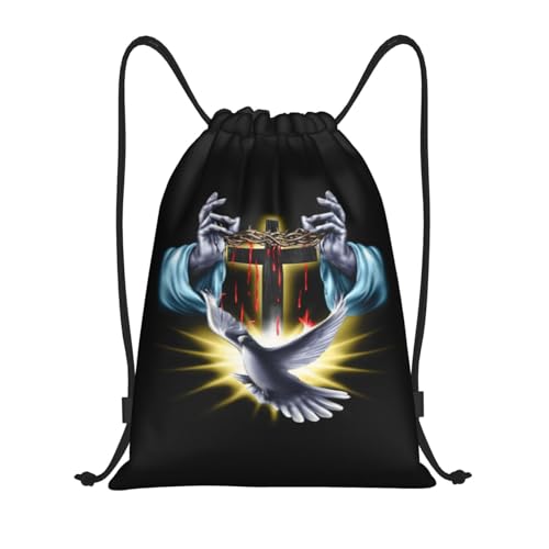 YSBYEIU Jesus Cross Drawstring Bags Cross Backpack Gym Bag Sackpack Sports Beach Backpack Adjustable Bag for Men Women
