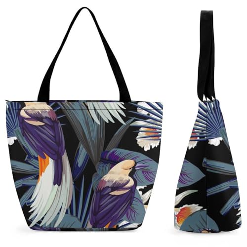 Sac à bandoulière oiseau et feuilles grand volume 28.5x18x32.5cm fonctionnel