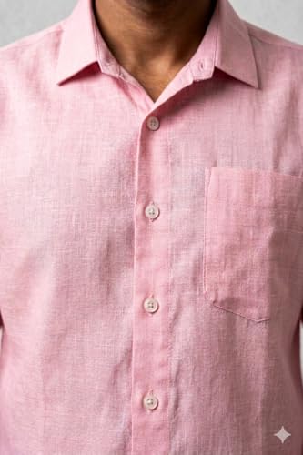 Image of Men's Linen Blend Shirt | Breathable Summer Shirt for Men | Full Sleeve Casual | Classic Fit Solid | Lightweight Comfortable | Summer Classics Collection