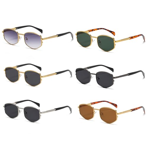 Image of LJCZKA Trendy Square Metal frame Sunglasses for Women Men Retro Polygon Sun Glasses Luxury Classic Shades
