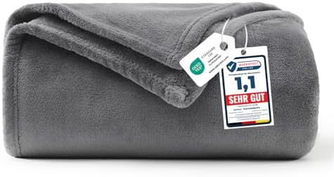 WAVVE Kuscheldecke Flauschig Decke Tagesdecke 150x200 - Sofadecke Grau | 260g/m² Blanket, Weich Flanell Fleecedecke, Überwurf für Sofa und Bett, Couchdecke, Deko als ideale Geschen