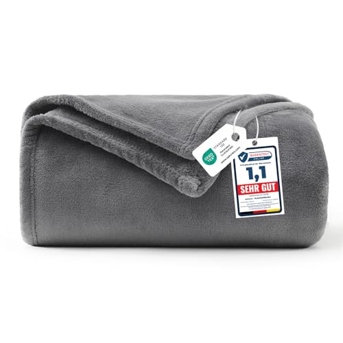 WAVVE Kuscheldecke Flauschig Decke Fleecedecke - Sofadecke 150x200 cm Warm Wohndecke Couchdecke, Grau Decke Weich Sofaüberwurf XL