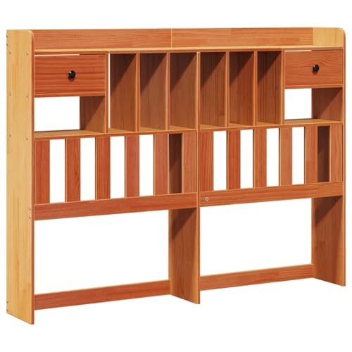 Gecheer Massivholzbett mit Regal ohne Matratze Wachsbraun 160x200 cm, Bettgestell Holzbett Doppelbett für Wohnungen Schlafzimmer Gästehaus3322075 – Bild 7