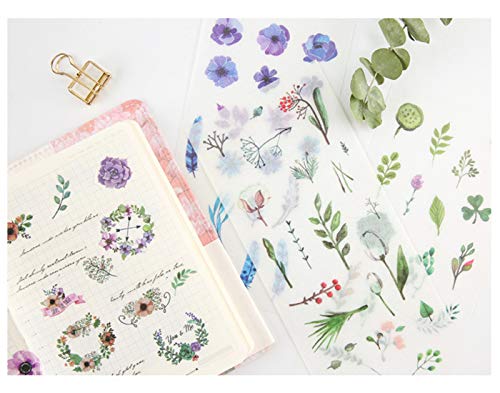 Washi Planner Sticker, Decorative Adhesive Sticker, Craft Scrapbooking Sticker Set For Diary, Album, Notebook, Journal, 12 Sheets/Pack (Plants) #TOP5