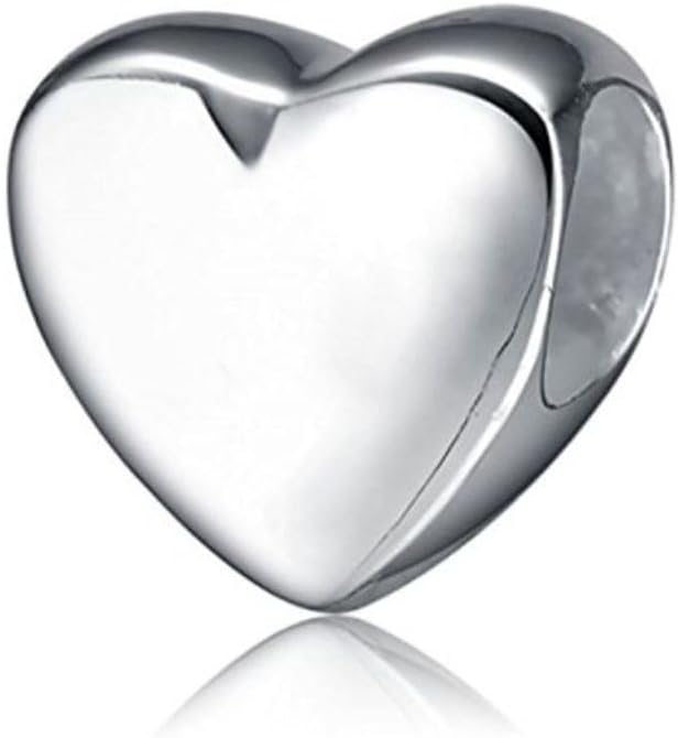 Adabele Solid 925 Sterling Silver Love Heart Bead Charm Fit Pandora All Other Charm Bracelet Necklace Women Birthday Personalized Jewelry Gift