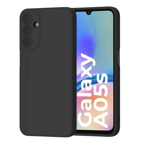 Yisica Funda Compatible con Samsung Galaxy A05S, Funda de Silicona con Forro de Microfibra Ssuave, Diseño Especial de Borde Recto (Negro, Samsung A05S)