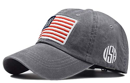 Image of Men's American-Flag Embroidered Baseball-Cap Distress Dad-Hats Adjustable
