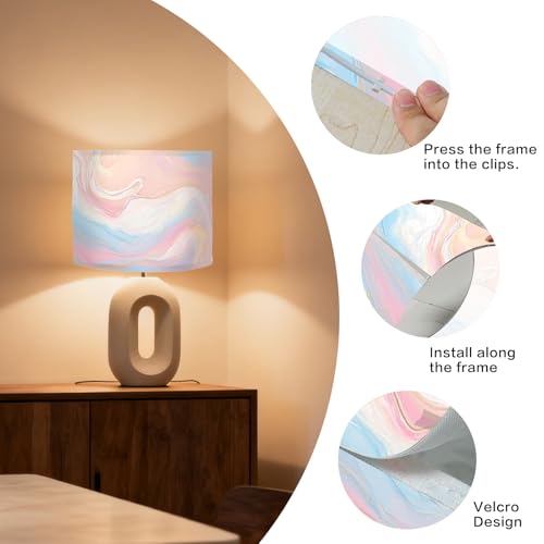 Image of Nuxovilar Lamp Shades Set of 2, 13 inch Top x 13 inch Bottom x 10 inch High (Spider) | Large lamp shades dreamy flowing pattern bedroom living room studio covers light decorative (Abstract)