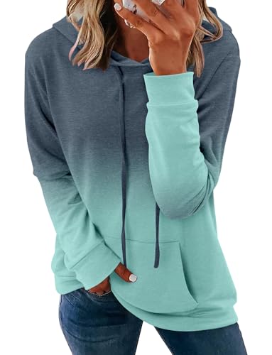 onlypuff Hoodies for Women Tie Dye Hooded Sweatshirts Trendy Teen Girls Fashion Fall Tunic Tops Dressy Shirt Green S