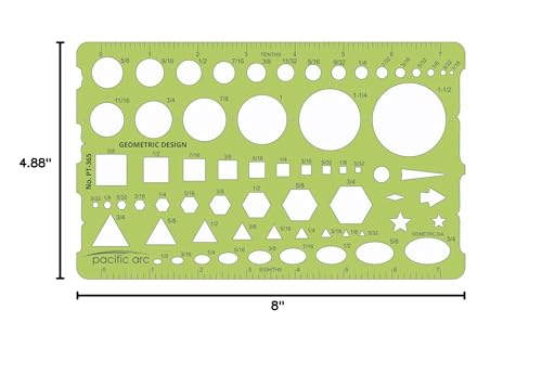 Image of Pacific Arc - Template: Geometric Designer - Stencils for Drafting and Circle Drawing - Professional or School Work. - 4.875 inch x 8 inch