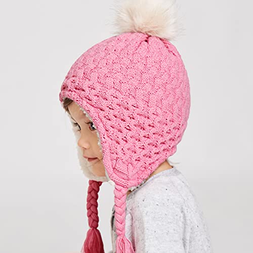 Image of Toddler Infant Winter Hat with Earflap Knit Warm Beanie Fleece Lined Hat for Baby Boys Girls