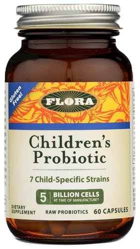 Flora - Udo's Choice Children's Probiotic Blend, with Seven Child-Specific Strains, 5 Billion Cells of Raw Probiotics, Formulated for Ages 5-15, Regain and Retain Gut Health, 60 Capsules