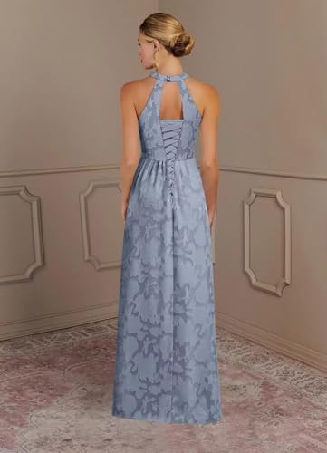 UZN Floral Satin Mother of The Bride Dresses for Women Halter A Line Formal Party Gowns Long2