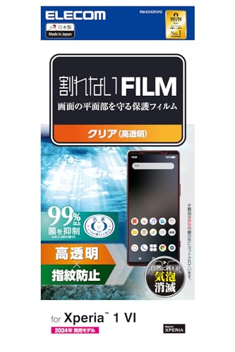 エレコム Xperia 1 VI (SO-51E) フィルム 光沢 グレア 指紋防止 ハードコート加工 傷がつきにくい 気泡ゼロ 貼り直し可能 自己吸着 エアーレス 抗菌 PM-X242FLFG