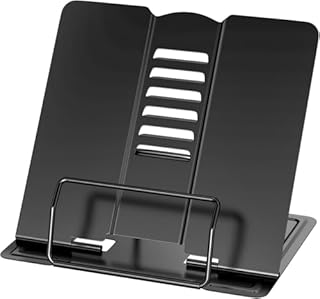 Leggio per Libri in Metallo Regolabile – Leggio da Tavolo Pieghevole per Lettura Comoda – Porta Libro Multifunzionale per Bambini e Adulti, Perfetto per Studiare, Cucina, Musica e Ufficio