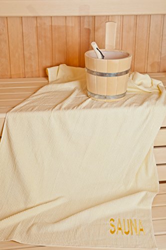 Brandsseller Sauna Damen-Sarong - Sauna-Set Sarong inkl. Badehandtuch - 100% Baumwolle Sarong ca. 130 x 75 cm | Hantuch ca. 50 x 100 cm - Einheitsgröße von S-XXL mit Knöpfen - Farbe: Creme