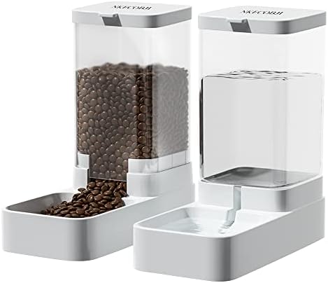 Gravity Pet Feeder and Water Dispenser Set — shown in a real home setting for scale