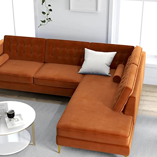 Image of Hector 6 Seater L Shape Sofa Set for Living Room | Solid Wood Sofa Set 6 Seater| Premium Fabric Sofa Set with Lounger.