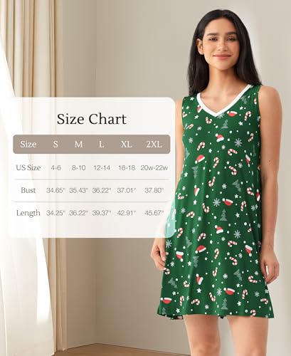 Image of GYS Cooling Bamboo Viscose Nightgowns for Women, Lightweight Sleeveless V Neck Sleep Shirt for Hot Sleepers, Soft Night dress