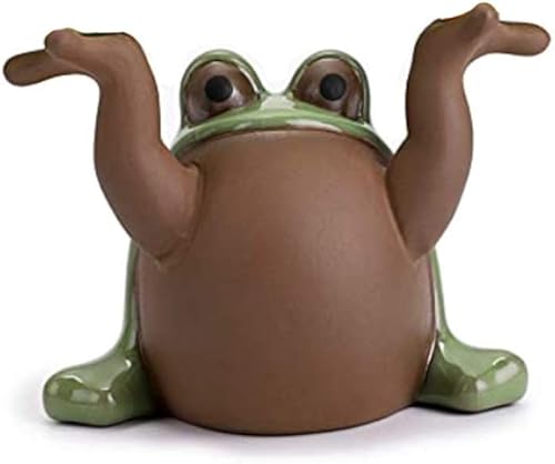 Portalápices de escritorio creativo, soporte para lápices de rana, organizador de exhibición, cerámica, divertida decoración de estatua para el