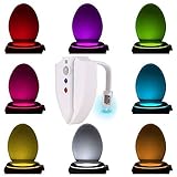 shjjyp Toilette Nachtlicht Led Lampe Wc-Beleuchtung Batteriebetriebene Motion Sensor Beleuchtung Toilettenlicht Badezimmer Licht Batterie 8 Farben Wechselnde Lustige Badezimmerbeleuchtung