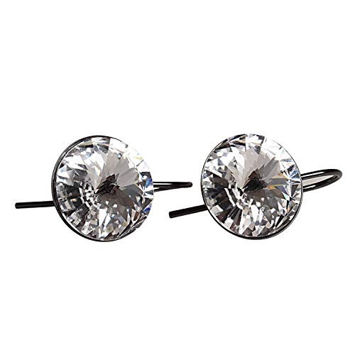 Designed By Stacey Handmade Sparkly Austrian Crystal Statement Drops, Dangly Gunmetal Earrings, Everyday Jewelry Gifts for Women, Christmas, Birthday, Anniversary, Wedding, 1