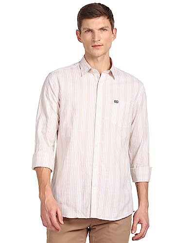 Image of Arrow Men's Vertical Stripe Atilde -Fil Slim Fit Shirt