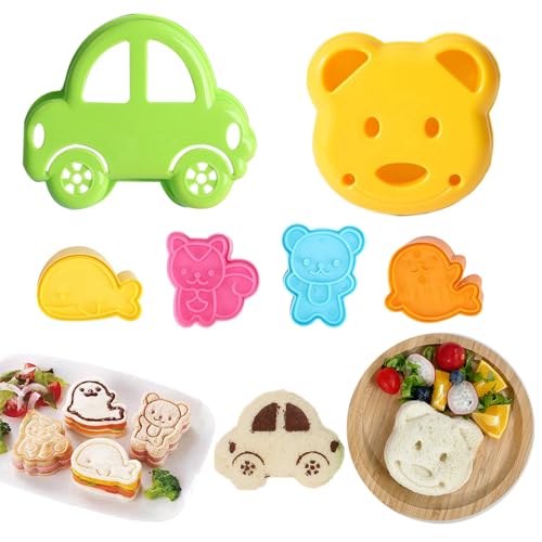 La Mejor Selección de Moldes para niños , tabla con los diez mejores. 43 PEIONO 6 Piezas cortadores de sandwich para niños, moldes para sandwich para niños con simpáticos dibujos animados, perfecto para fiambreras y cajas bento, adecuado para...