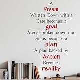SUPERDANT Wandsticker Mit Inspirierenden Traumzitaten Wandaufkleber Motivierenden Zitaten Wandtattoo Positiver Dekoraufkleber DIY Vinyl Wandsticker Für Klassenzimmer Büro Wohnzimmer Wanddekoration