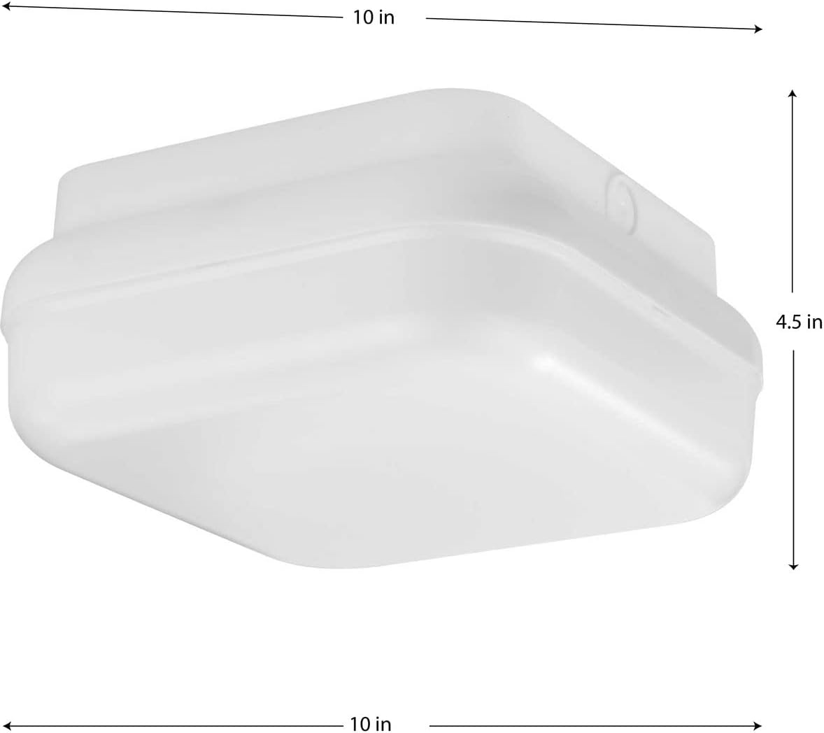 Dimensions of the Hard-Nox Collection light fixture, showing 10 inches in width and 4.5 inches in height.