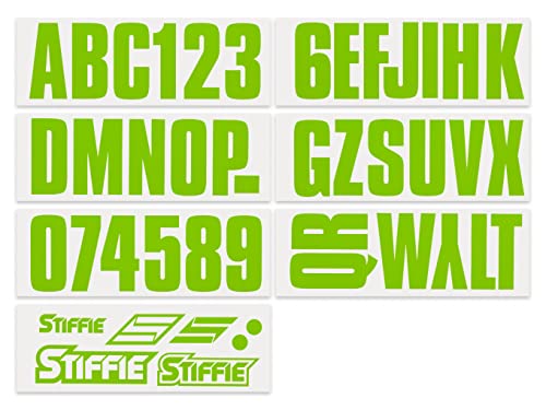 Image of Stiffie UNILINE 3 inch Alpha-Numeric Registration Identification Numbers Stickers Decals for Boats & Personal Watercraft (Team Green Super Sticky)