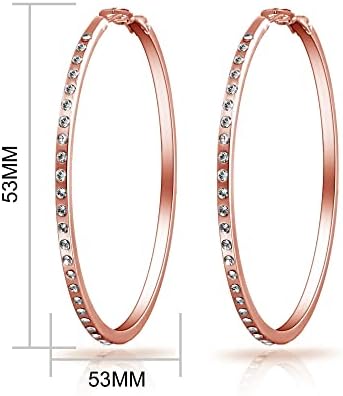 Rose Gold Plated 50mm Hoop Earrings Created with Zircondia® Crystals