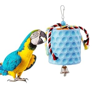 Extra Large Bird Chewing Toy, Parrot Beak Grinding Calcium Stone with Bells, Bird Cage Accessories, Cage Toys for Cockatiel Parakeet Parrot Budgies Rat Hamster Chinchilla Rabbit Bunny African Grey
