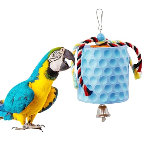Extra Large Bird Chewing Toy, Parrot Beak Grinding Calcium Stone with Bells, Bird Cage Accessories, Cage Toys for Cockatiel Parakeet Parrot Budgies Rat Hamster Chinchilla Rabbit Bunny African Grey