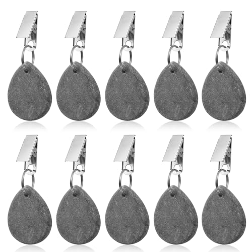 10 Pcs Tablecloth Weights for Outdoor Tables Marble Table Cloth Weights for Outside Table Cover Weight Hangers Heavy Duty Tablecloth Pendants with Clips for Outdoor Picnic Wedding Decoration