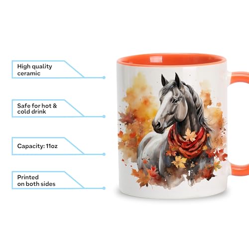 Taza de Cerámica 11oz con Diseño de Caballo para Otoño miniatura 3
