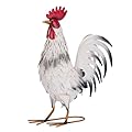 TERESA'S COLLECTIONS Garden Decor, White Rooster Garden Decor, Waterproof Metal Garden Statue, 17.5", Rooster Gifts, Garden Gifts for Women Mom Dad, Indoor/Outdoor