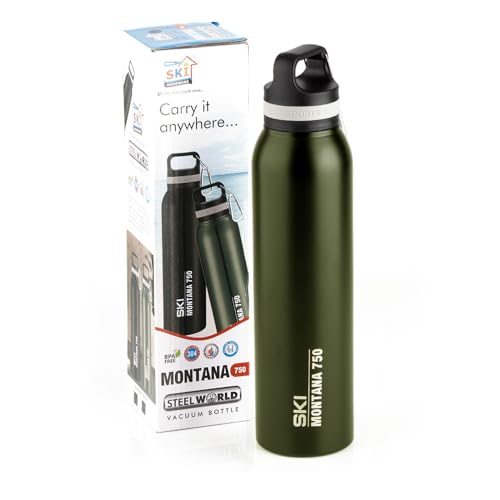 Image of SKI Montana Stainless Steel Vacuum Insulated Water Bottle, Thermos Flask Bottle, Sports Bottle- 750ML (Green)