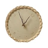 EXCEART Reloj de Pared Arte Tejido en Vinagre y Madera de Tilo, Estilo Natural, Fácil de Instalar Consumo, Adecuado para Decoración de Hogar y Cocina