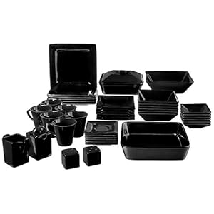 10 Strawberry Street Nova Square 45 pc Dinnerware Set, Black