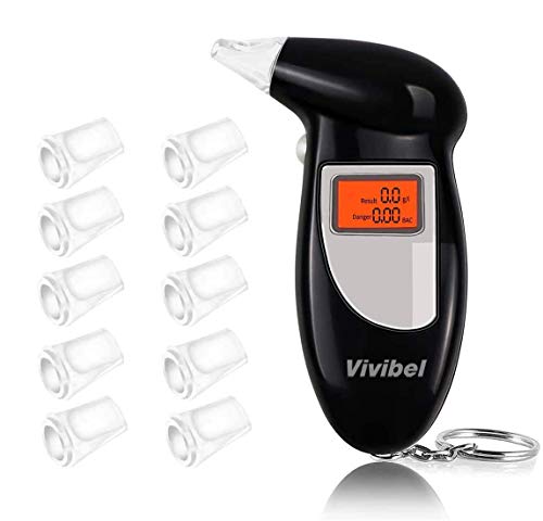 Alcoholimetro Digital, Profesional Probador de Alcohol, Probador de Alcohol port�til con Pantalla LCD, Alcoholimetro Tecnolog�a de Sensor semiconductor, 10 boquillas