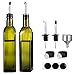 Cibeat 2er Set 500ml Glasölflasche Essigspender mit Anti-Schmutz Verschluss und Trichter für BBQ, Pasta, Kochen, auslaufsicher und spülmaschinenfest