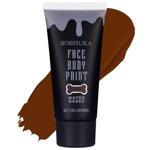 BOBISUKA Brown Face Body Paint, Water Based Face Painting for Art Theater Halloween Party Cosplay Clown SFX Makeup for Women Adults, Non-Toxic Washable