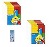 Sesame Street Big Bird Elmo First 1st Birthday Party Supplies Bundle includes 16 Plastic Party Loot Bags and 1 Dinosaur Sticker Sheet