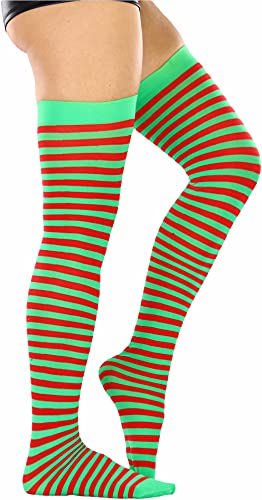 Image of ToBeInStyle Women's Opaque Hosiery Thin Striped Thigh High Long Stocking