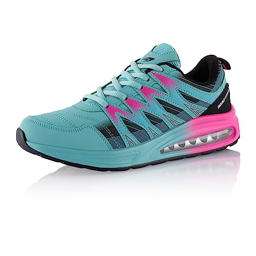 Fusskleidung® Damen Herren Sportschuhe Dämpfung Sneaker leichte Laufschuhe Blau Schwarz Pink EU 39