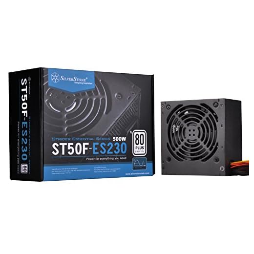 SilverStone SST-ST50F-ES230 v 2.0 – Strider Essential Serie, 500W 80 Plus 230V EU ATX viskningtyst PC strömförsörjning med 120 mm fläkt