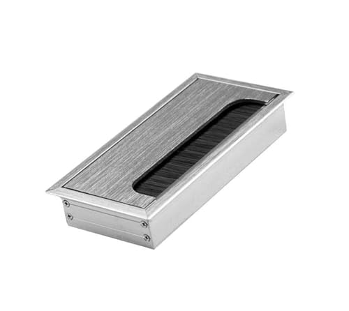 Kabeldurchführung in 7 Längen und 3 Farben Kabeldurchlass Arbeitsplatte Schreibtisch Tisch Büro Durchlass Aluminium (8x16cm, edelstahl rodiert) Cover