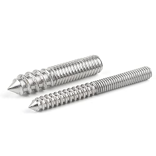 Cilky Metal Screws 5pcs M4/M5/M6/M8/M10/M12 Double-ended Threaded Hanger Bolts Double Head Bolts Self-tapping Screw for Furniture 304 Stainless Steel Screw(M12*60)